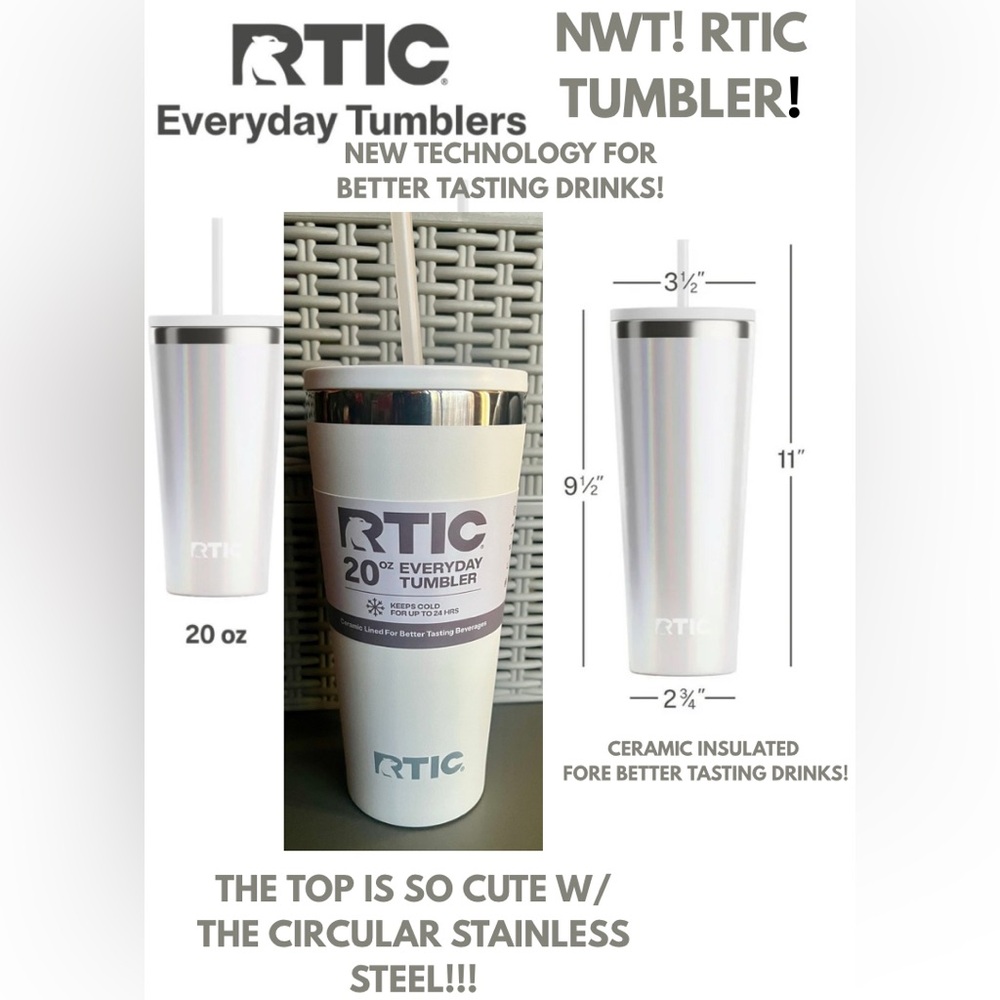 RTIC NEW TECH 20oz. TUMBLER! KEEPS DRINKS COLD FOR 24 HRS!!!